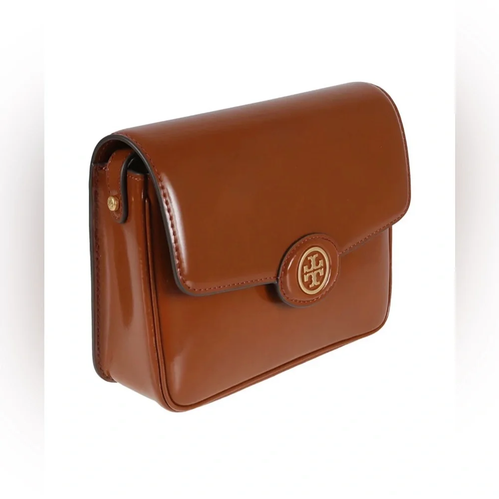 Tory Burch Cognac Leather Crossbody with Gold Logo